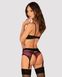 Комплект Obsessive Rosenty garter belt set Черно-малиновый XL/2XL 99570 фото 2