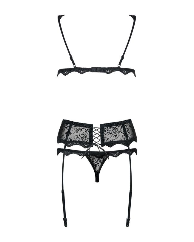 Garter belt set Obsessive Emperita set, Black, S, M, S/M