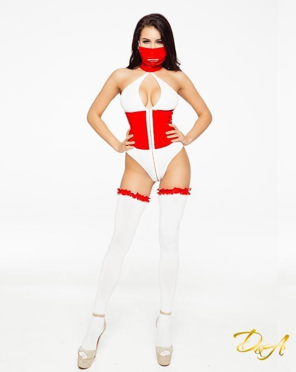 Еротичний костюм медсестри D & A Розпусна Аеліта Біло-червоний XS/S SO3520 фото