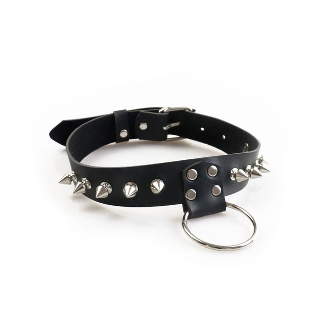 Men's Leather Choker with Spikes Art of Sex Stiles Leather and Spikes Black One Size