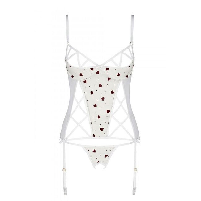 Sexy corset with semi-open cups Passion LOVELIA CORSET, White, L, XL, L/XL