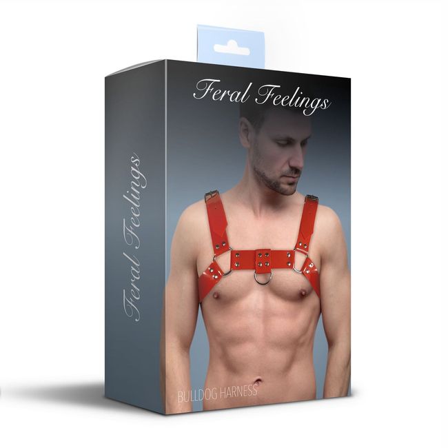 Feral Feelings Bulldog Harness Mens Chest Harness, Red, ONE SIZE, ONE SIZE