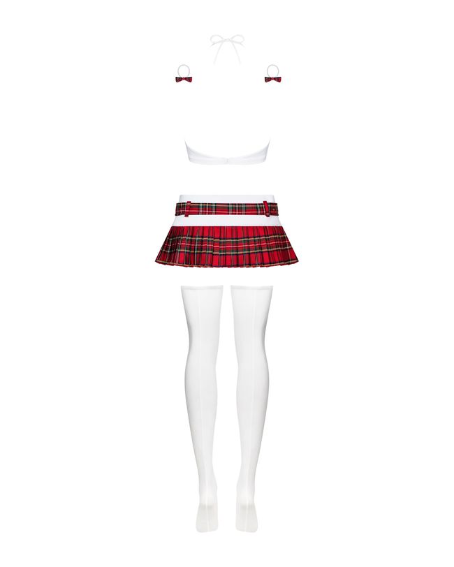 Еротичний ігровий костюм школярки Obsessive Schooly Біло-червоний S/M 52401 фото