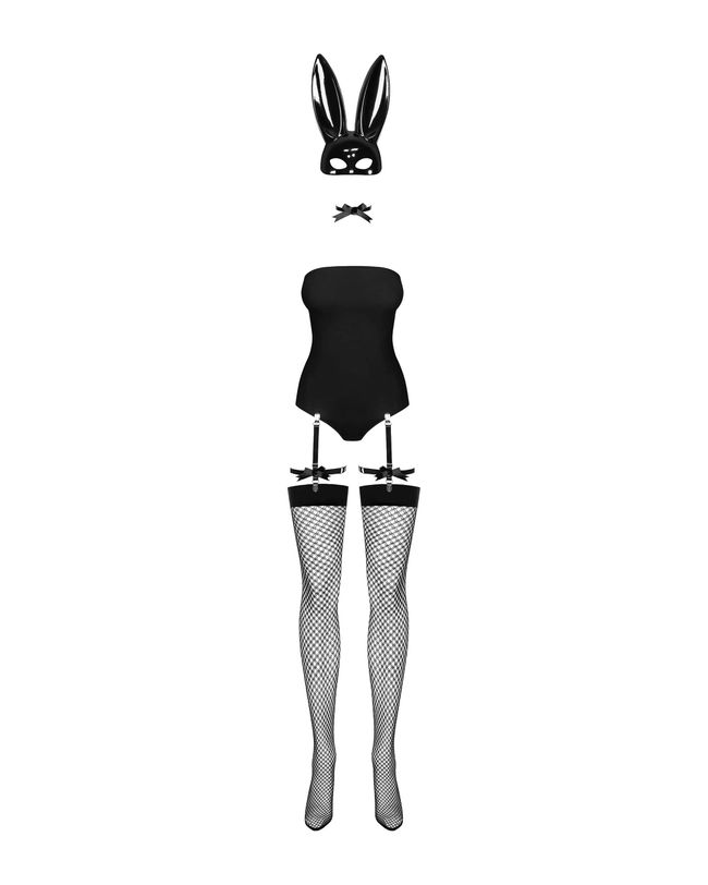 Эротический игровой костюм зайки Obsessive Bunny costume Черный S/M 84245 фото