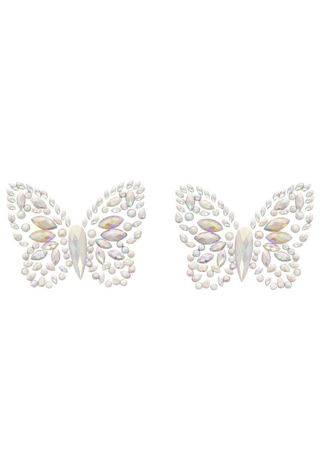 Leg Avenue Crystal Butterfly Pasties Chrysallis nipple sticker, decals, glow in the dark, White, ONE SIZE, ONE SIZE