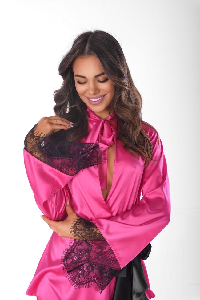 Anais Frivolie short robe satin robe, Малиновый, 2XL, 3XL, 2XL/3XL