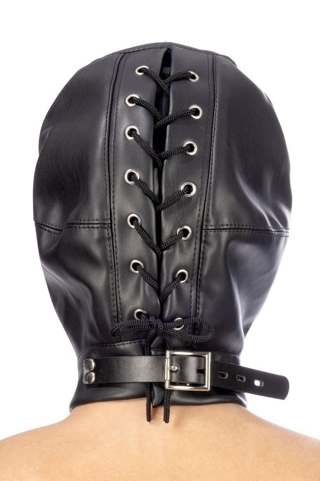 Fetish Tentation BDSM hood in leatherette with removable gag Black One Size