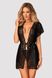 Seductive negligee Obsessive Giully peignoir, Black, L, XL, L/XL