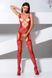 Revealing bodystocking with deep neckline and imitation stockings Passion BS075, Red, S, M, L, S/M/L