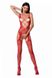 Revealing bodystocking with deep neckline and imitation stockings Passion BS075, Red, S, M, L, S/M/L