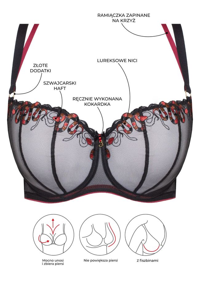 Soft cup bra Samanta Fidi A145 Black-red 90E