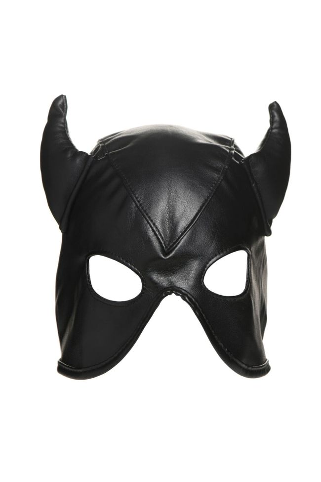 Маска Master Series Dungeon Demon Bondage Mask with Horns Чорна One Size