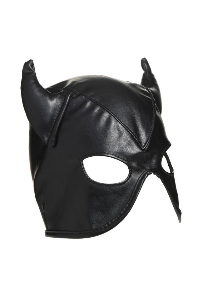 Master Series Dungeon Demon Bondage Mask with Horns Black One Size