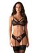 Lace set with garter belt Obsessive 818-SEG-1 set, Black, S, M, S/M