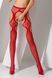 Erotic tights-bodystocking with imitation of stockings and belt Passion S023, Red, S, M, L, S/M/L