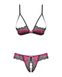 Open bust and panties set Obsessive Tulia set otwarty Black-raspberry S/M