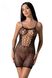 Openwork mini dress with thin straps Passion BS096 weaving on the chest, Black, ONE SIZE, ONE SIZE