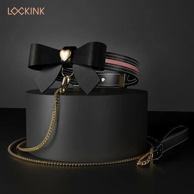 Ошейник с поводком LOCKINK SEVANDA Love Heart Butterfly Leather Collar Set Черный One Size SX0863 фото