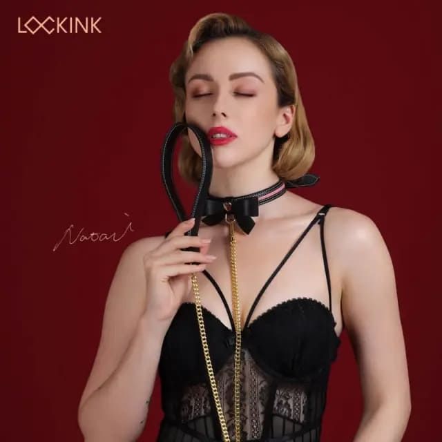 Нашийник з повідцем LOCKINK SEVANDA Love Heart Butterfly Leather Collar Set Чорний One Size SX0863 фото