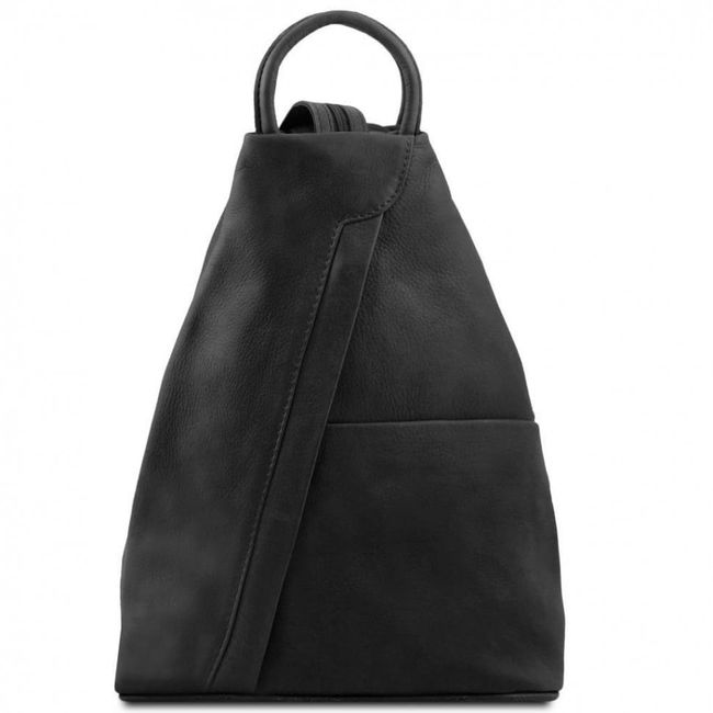 Leather Backpack Tuscany Leather Shanghai TL140963, Black