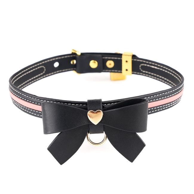 Ошейник с поводком LOCKINK SEVANDA Love Heart Butterfly Leather Collar Set Черный One Size SX0863 фото