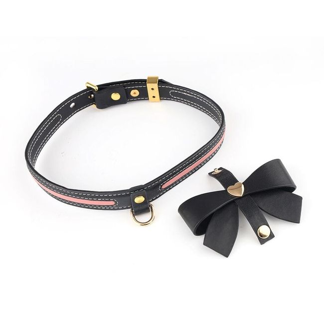 Ошейник с поводком LOCKINK SEVANDA Love Heart Butterfly Leather Collar Set Черный One Size SX0863 фото