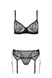 Lace set with belt Passion ECO LEAFA SET, Black, L, XL