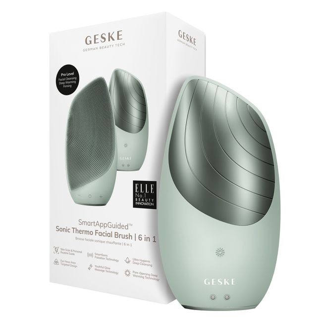 Електронна звукова термощітка для обличчя GESKE Sonic Thermo Facial Brush 6в1 green