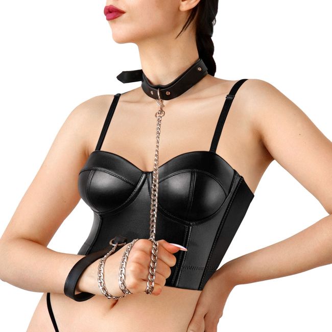 Нашийник з повідком Art of Sex Emoji Collar with Leash One Size Чорний SX0515 фото